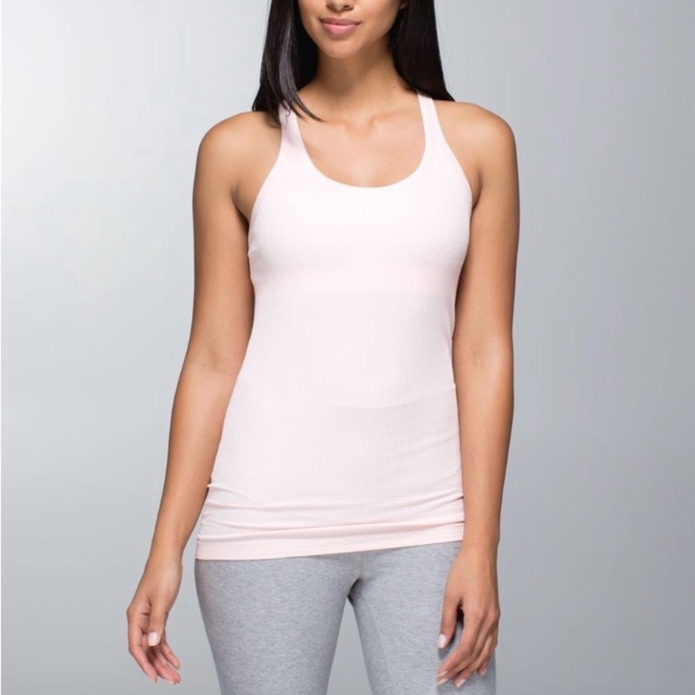 Lululemon Ebb to Street Ribbed Tank Light Pink Size 10 Long Length Racerback